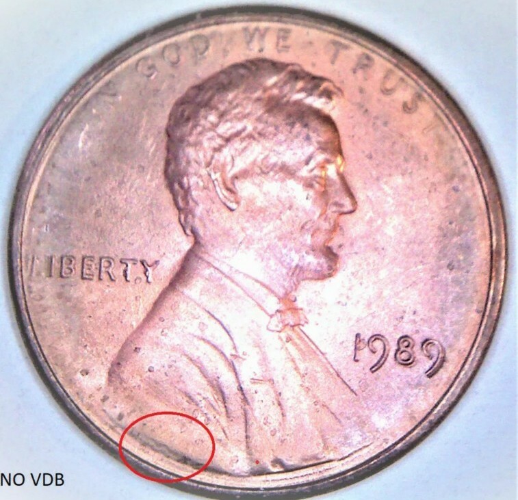 1989 P No VDB Lincoln Cent 