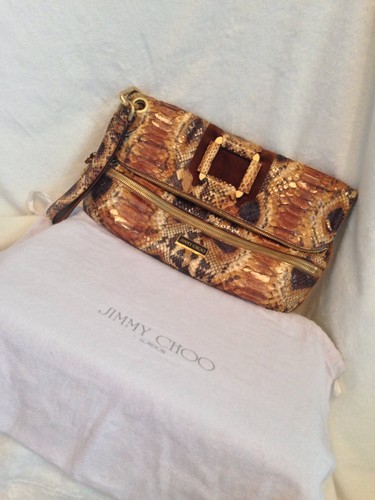 NEU Jimmy Choo braun Python Schlangenleder MARIN Handtasche Clutch $ 2.495 - Bild 5 von 11