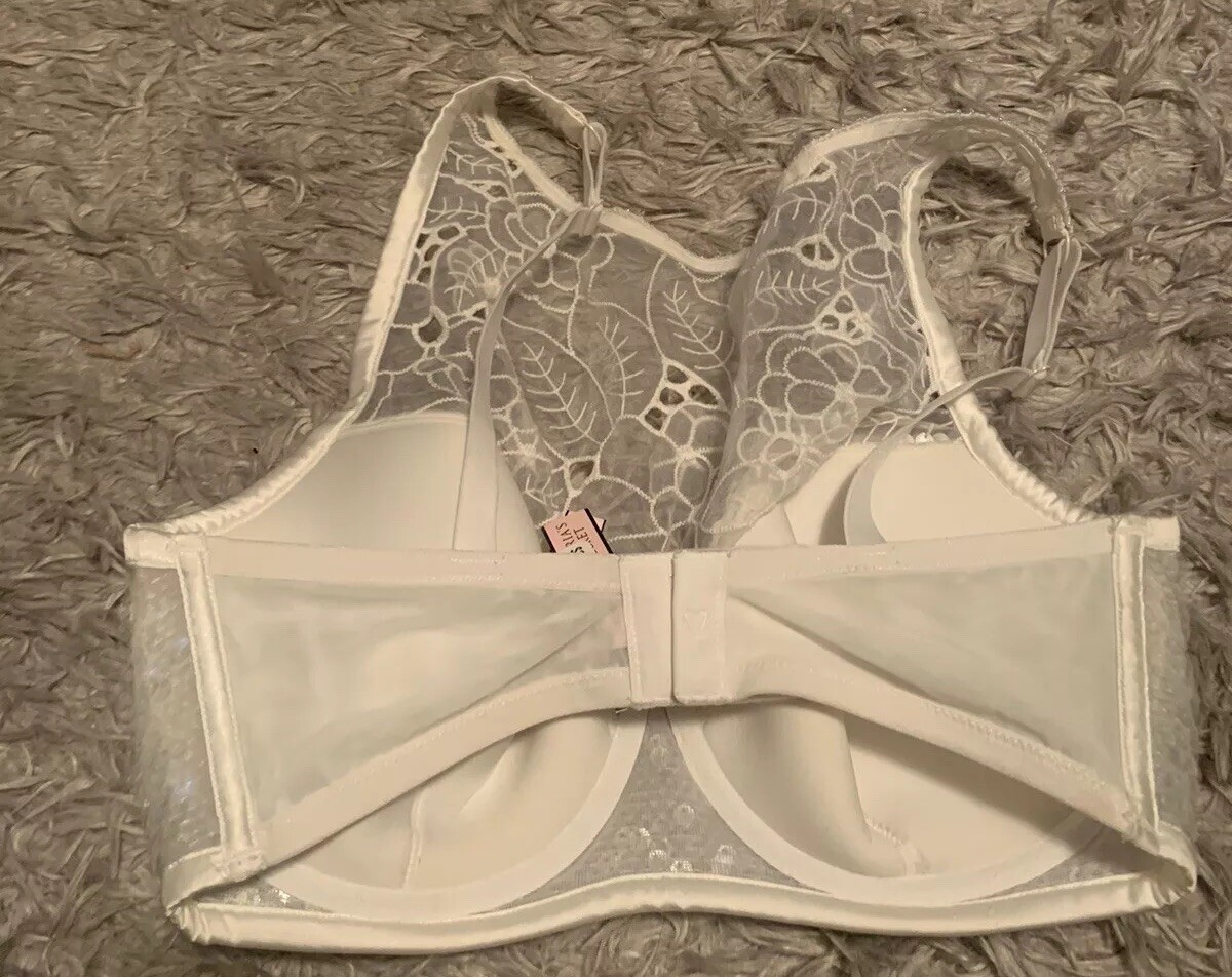 VICTORIAS SECRET DREAM ANGELS Lined Demi Petals & Sequins High neck Bra ...