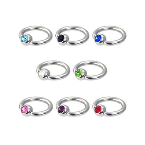 2pc CBR Captive Bead Vaginal Ring Crystal Ball Hoop Nipple Nose Earring Piercing - Picture 2 of 13