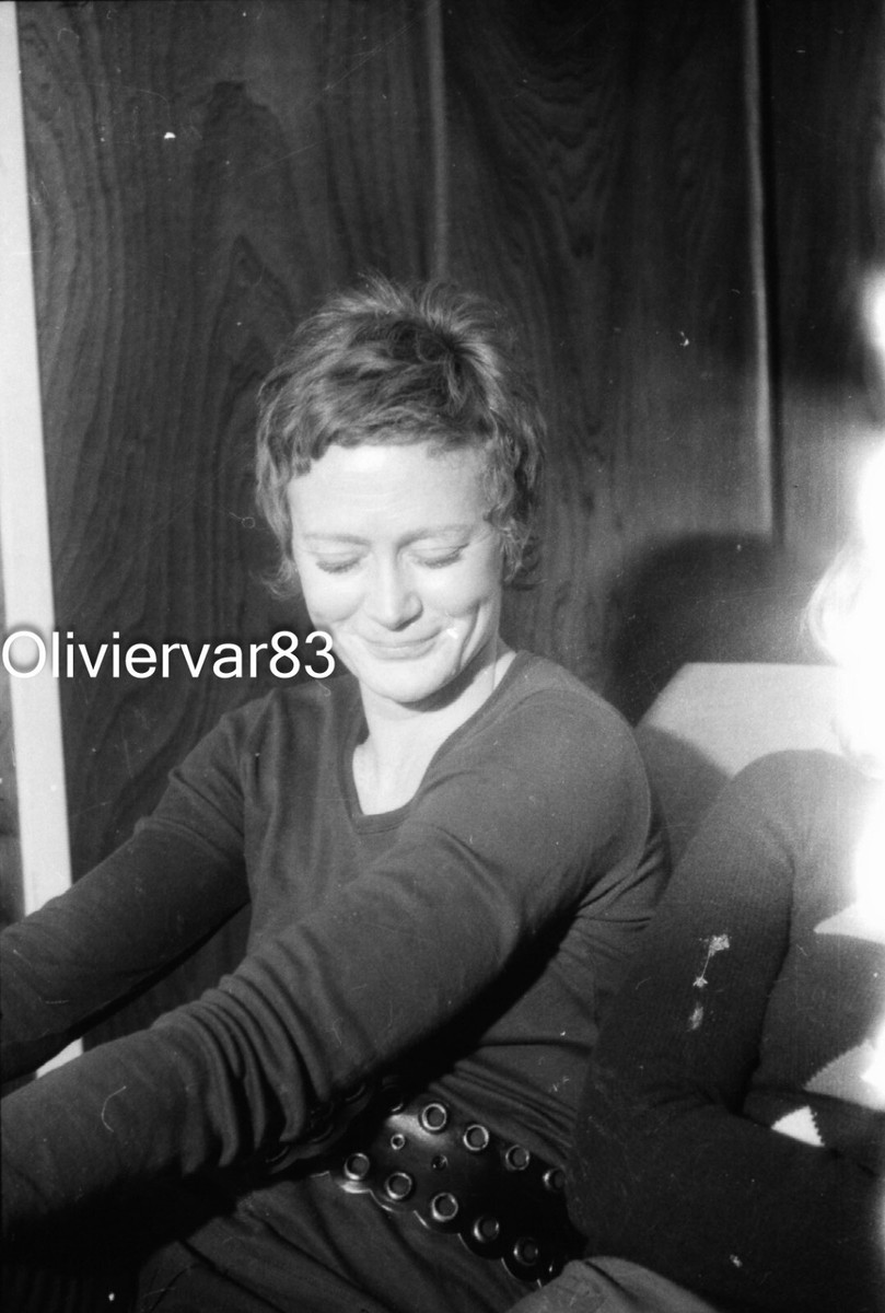 Vintage photo negative 1970s - young woman with short hair smiling