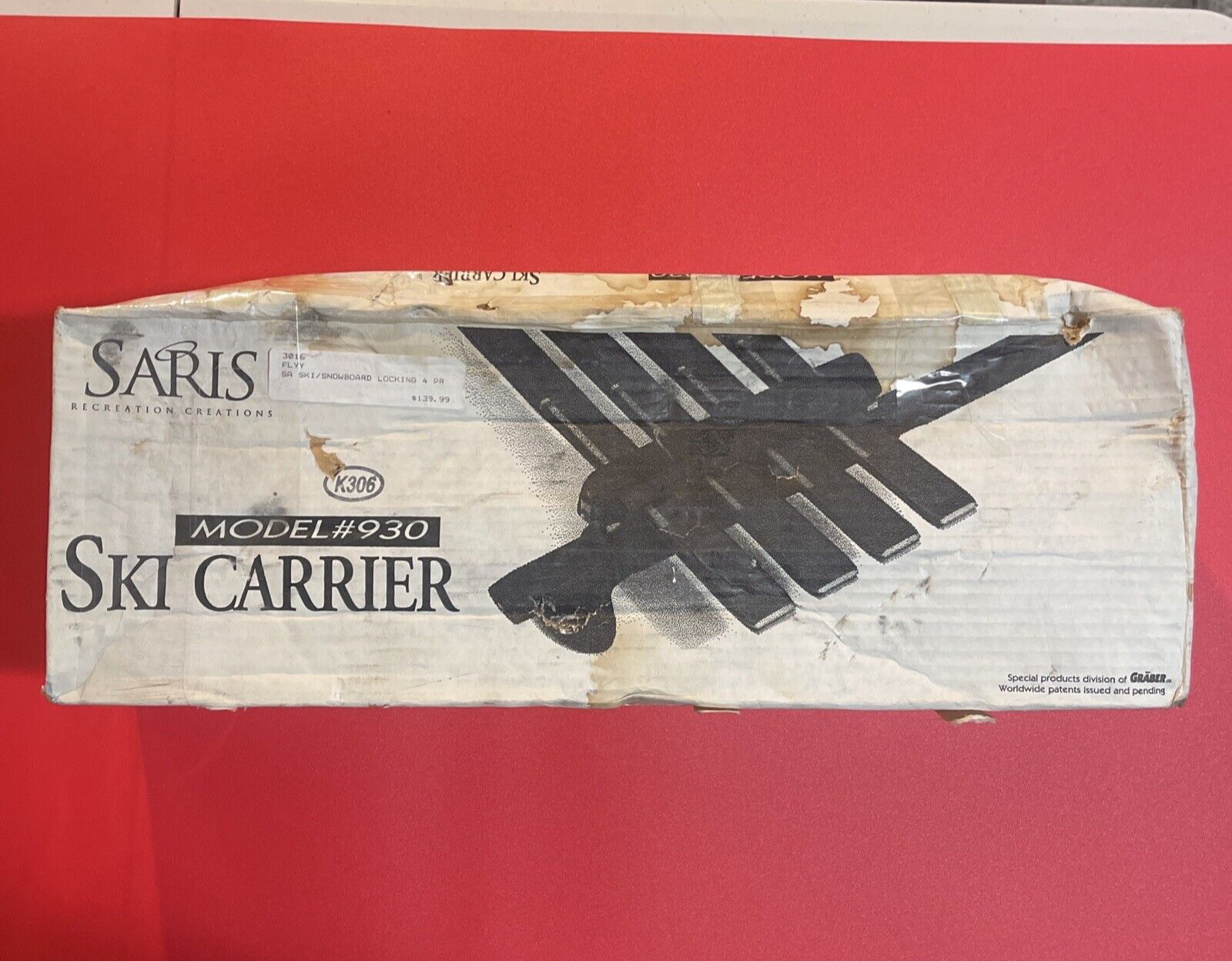 Saris Ski Snowboard Carrier Model 930 Locking NIB 20"x6.5"