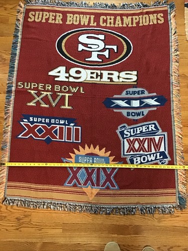 San Francisco Super Bowl Champion NFL Teams Logo Large Throw Blanket 50" X 60" - Picture 12 of 13