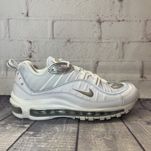 Nike Air Max 98 weiß silbergoldfarbene Damenschuhe CT2547-100 Größe 7 NEU - Bild 2 von 11
