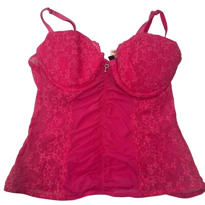 Vintage Victoria's Secret Y2K Sexy Little Things Pink Lace Glitter Corset 36B