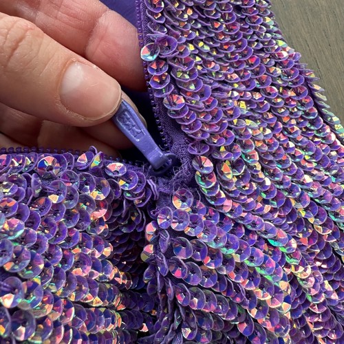 Retrofete KATYA Metallic Lavender Purple Sequin Gown Maxi Dress - Size XS - Picture 6 of 10