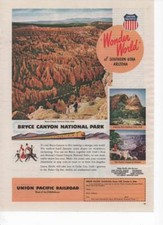 Union Pacific Railroad Vintage Print Ad Visit Bryce Canyon National Park 1949