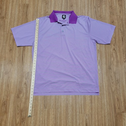 FootJoy FJ Purple Striped Short Sleeve Men's Golf Polo Shirt Size XL - Picture 5 of 10