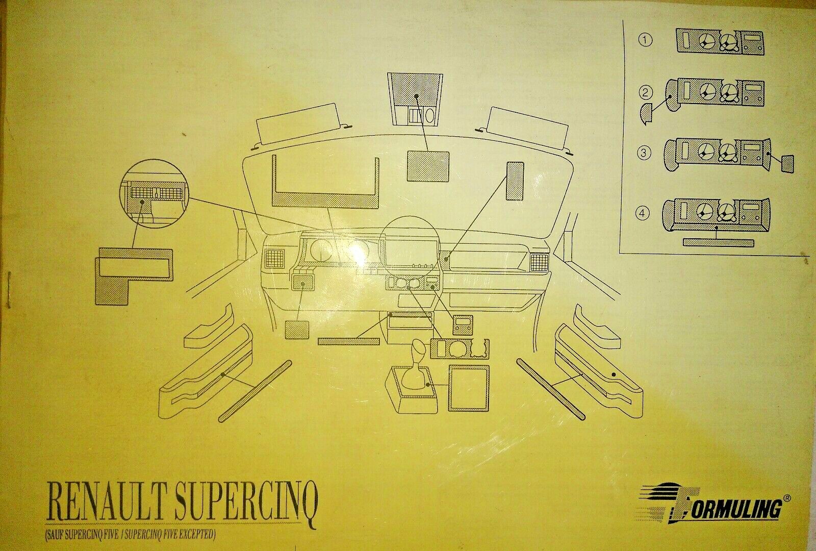Habillage tableau de bord carbone bleu pour Renault Super 5