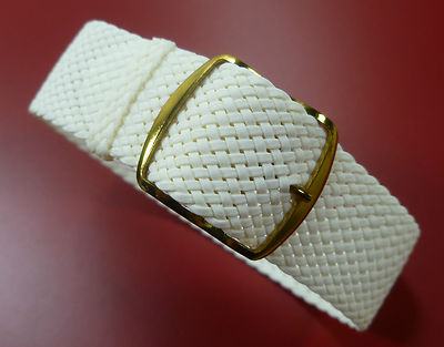 20 MM Bianco Cinturino Orologio Perlon Tessile Nastro Elastico con