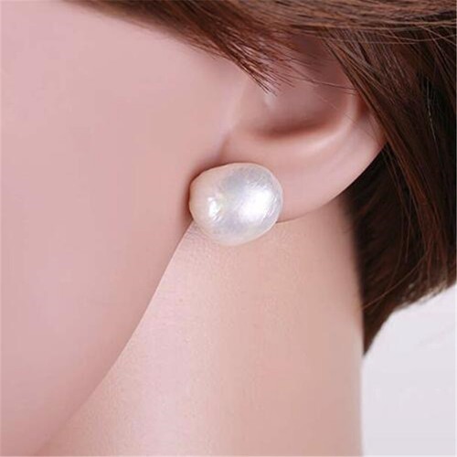 Handmade Freshwater pearls White Baroque Pearl Earrings 18k Crystal Ear Cuff - Picture 6 of 7