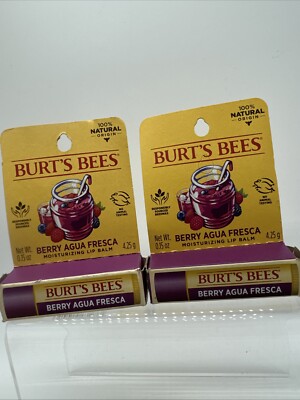 (2) Burt's Bees Berry Agua Fresca 100% Natural Moisturizing Lip Balm COMBINESHIP