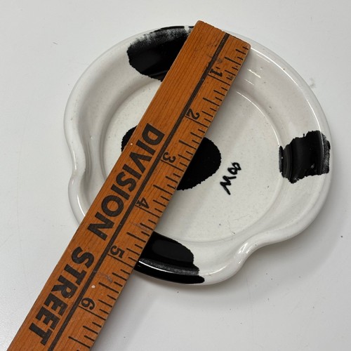Moderne Keramik Handarbeit in Oregon kleines Schmuck Tablett Schale Kuh Moo weiß - Bild 5 von 5