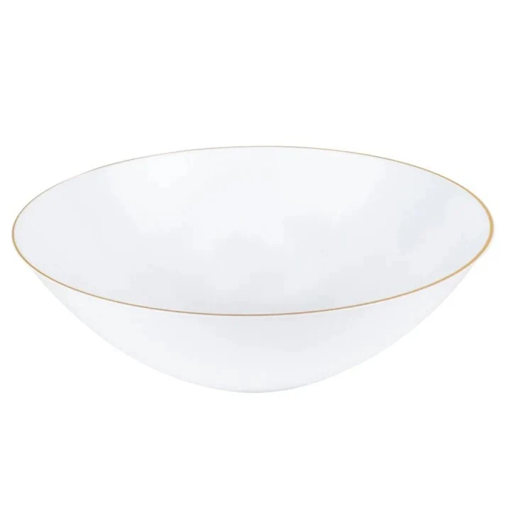 Cuencos de sopa de fiesta con diseño floral de plástico blanco de 16 oz borde dorado premium 10 unidades Foto 2 de 4