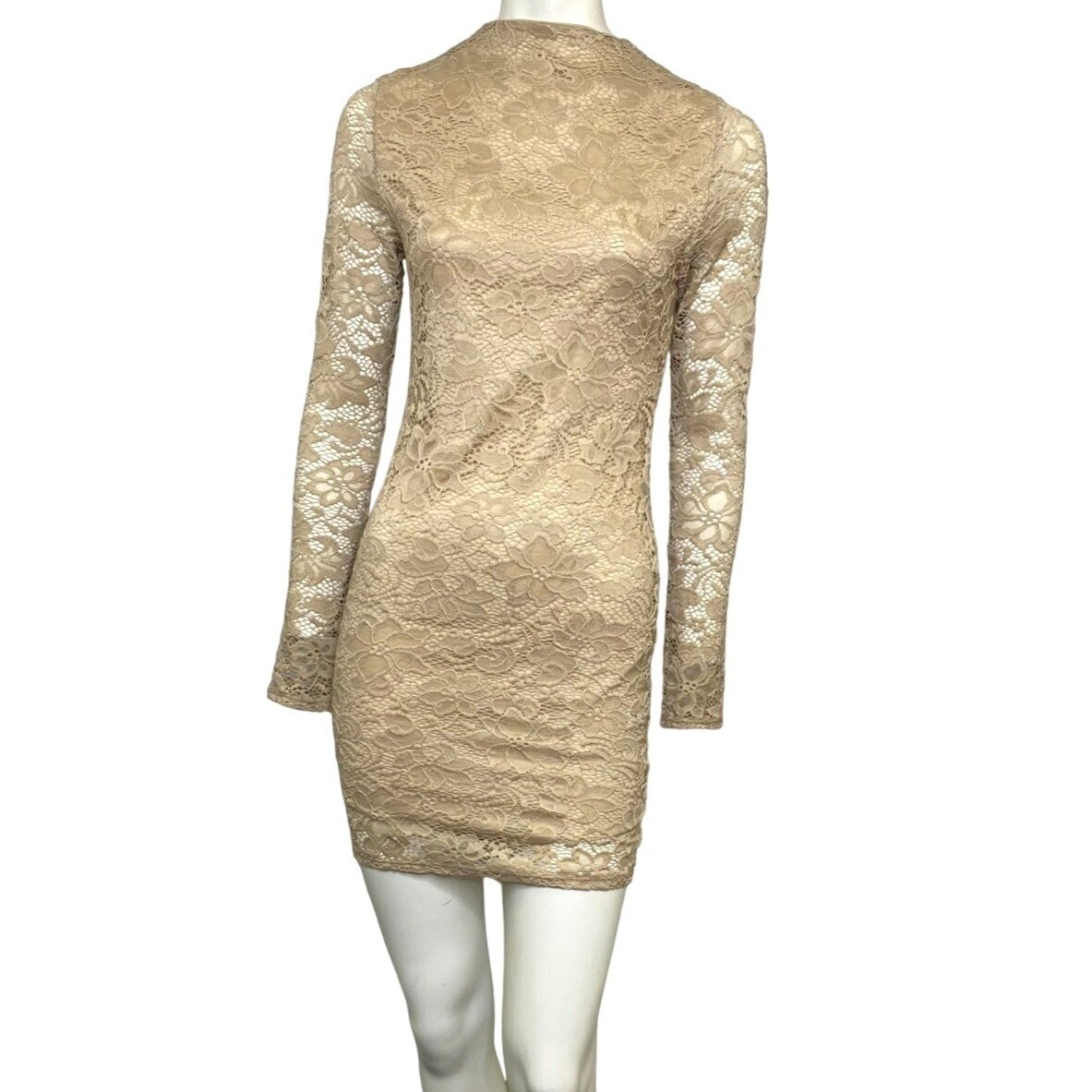 beige lace bodycon dress WTD Long Sleeve Mini Champagne Size Large NWT Women's clothing size:16 For cooler evenings Azazie Plus Size A-Line legacycollection_c