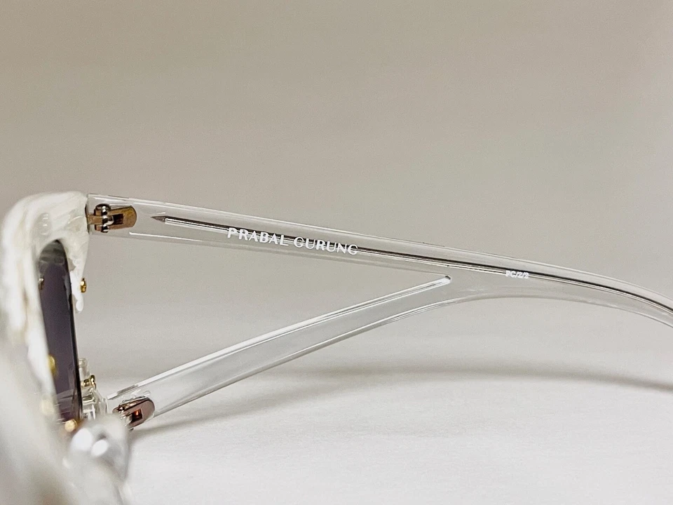 Gafas de sol LINDA FARROW Prabal Gurung geométricas blancas doradas a rayas moda PG2 Foto 3 de 4