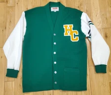 Vtg SAND KNIT Ripon Athletic Varsity Letterman HC Cardigan Sweater L HOLY CROSS?