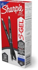 Sharpie S Gel Fine Point 0.5Mm Blue Gel Ink Pens 12 Count No Smear No Bleed