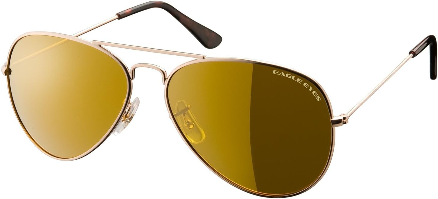 Classic Aviator Sunglasses - 57mm Polarized Lenses, Gold Stainless Steel Frame-image