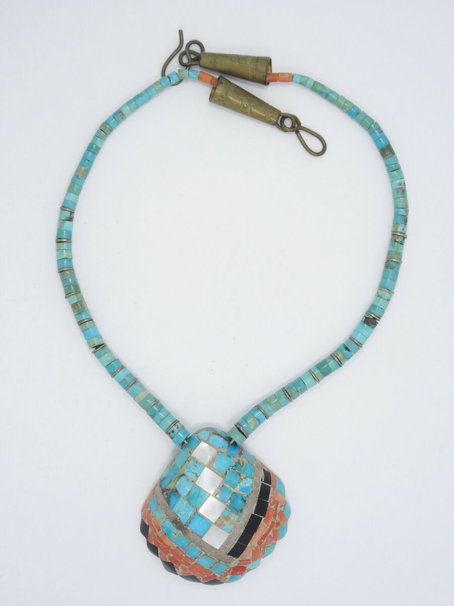 Native American Important Santo Domingo Tony Aguilar Sr Turquoise Sterling Silver Necklace Native American Important Santo Domingo Tony Aguilar Sr Turquoise Sterling Silver Necklace