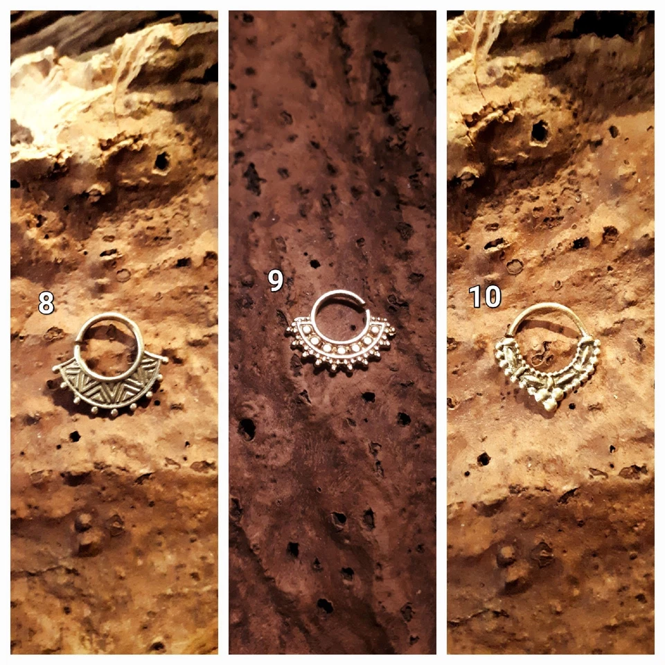 Ornate Indian Tribal brass gold Septum Ring Seamless nose clicker Goa hippy - Image 4 of 4