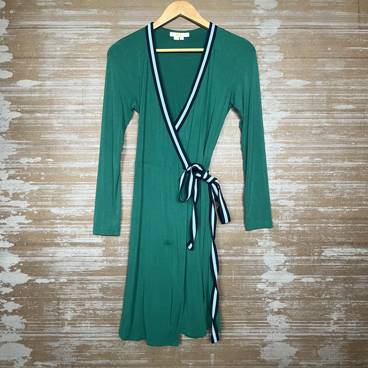Boden Cara Jersey Wrap Dress Green Preppy Classic Womens 4 Petite