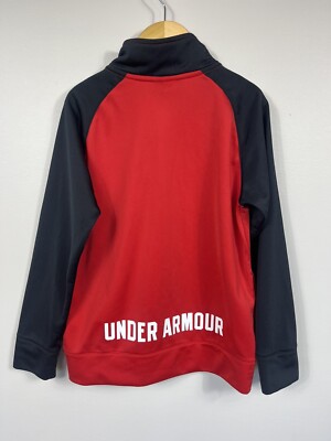 Under Armour Top Boys Size 6 Red Full Zip Jacket Long Sleeve Mock