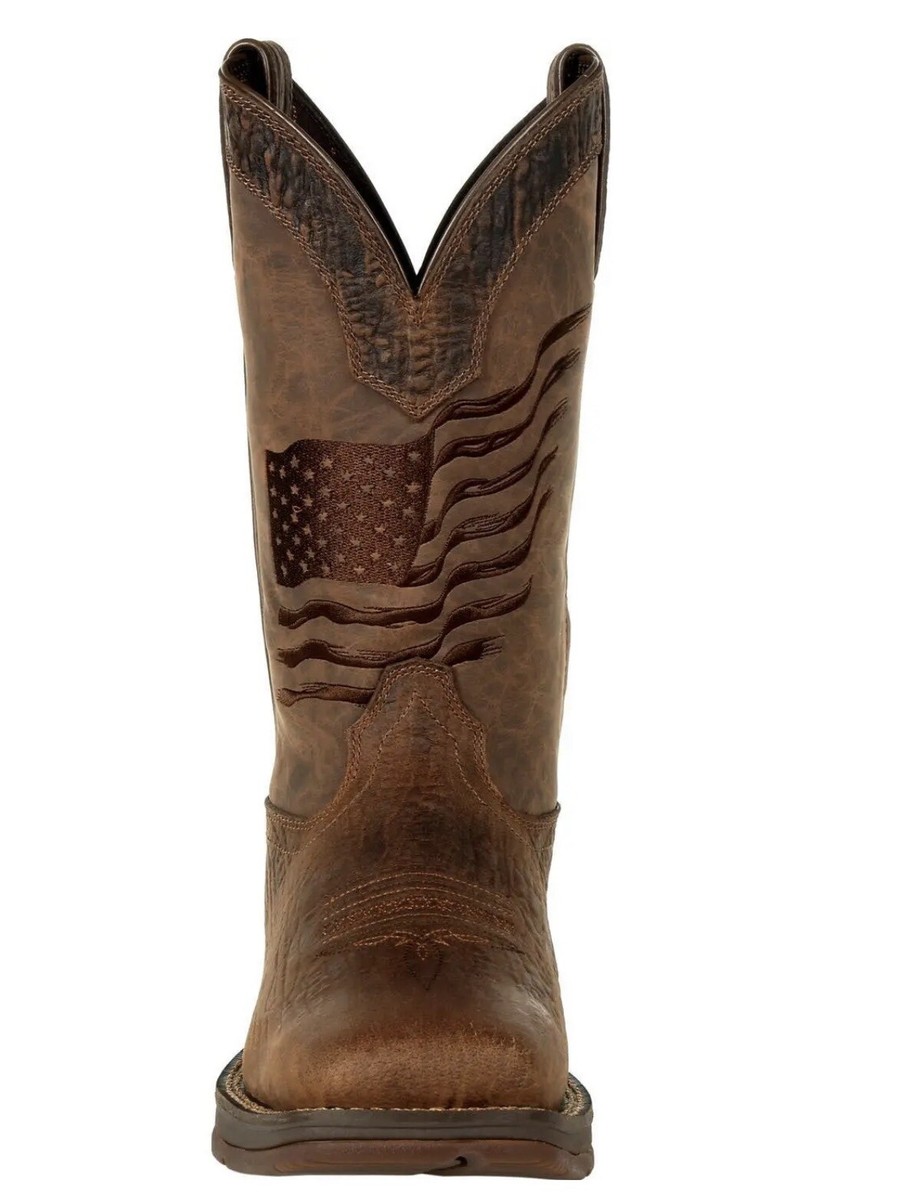 Rebel™ by Durango® Brown Distressed Flag Embroidery Western Boot Mens Sz 12  Wide