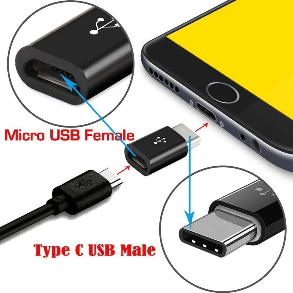 10 Pack Micro USB to Type C Adapter Converter Micro-B to USB-C Connector 10x - Image 2 of 4