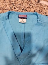 Cherokee Workwear Unisex 4777 Fit Blue Scrub Top Pocket sz XS