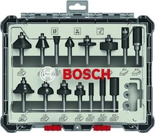 Bosch Router Bit Set 15 pcs Mixed 1/4 shank 2607017473