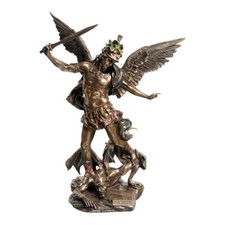 Saint St Michael Archangel Defeated Lucifer Statue Sculpture Bronze Finish 28 cm