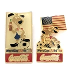 Lot 2 VTG Coca Cola FIFA World Cup USA '94 Striker Dog Mascot Pins Advertise