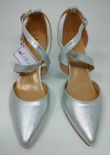 Lotus SIZE 7 'Justine' Silver Pointed Toe Heels Prom Wedding Court Shoes 8.5cm