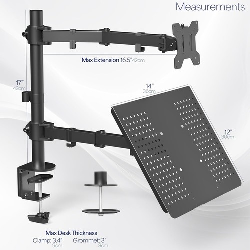 VIVO Noir Entièrement Réglable 13 à 32 Pouces Simple Ordinateur Moniteur et Ordinateur Portable - Photo 4/9
