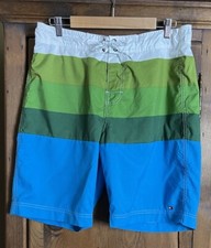 Tommy Hilfiger Men s L Color Block Greens with Blue Swim Trunks Board Shorts