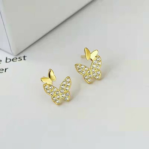 Fashion Women 925 Sterling Silver Jewelry Earrings Crystal Simple Butterfly Stud - Picture 6 of 6