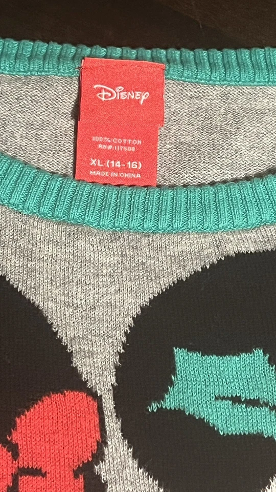 迪士尼女孩 XL 14-16 圣诞丑陋毛衣米老鼠和米妮老鼠 — 第 3/3 张图片