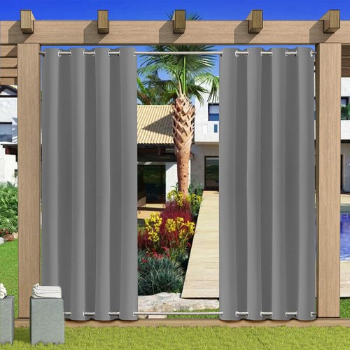 Waterproof Outdoor Curtains Grommet Top and Bottom Drape for Patio Gazebo Porch - Picture 29 of 49