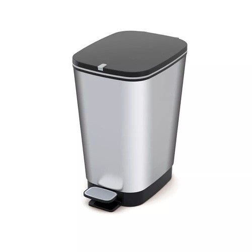 Curver Pedal-Abfalleimer 60L metallisiert Gummidichtung - Bild 1 von 5