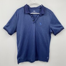 Tommy Bahama Men's Short Sleeve Polo Shirt Summer Logo Solid Blue Size M