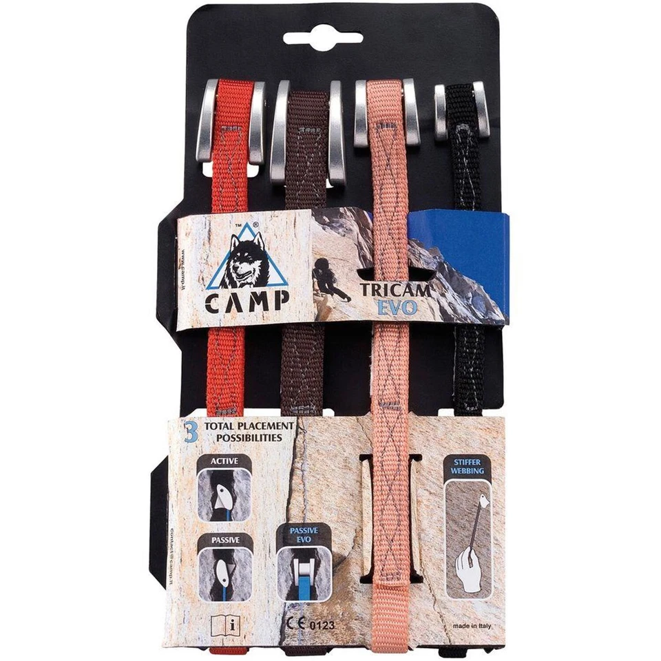 Camp Tricam Evo Set (4 Stück) Klemmkeile, klettern, bergsteigen, Klemm Keile Set
