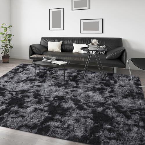 Shag Area Rugs for Living Room, 4x6 Tie Dyed Super Soft 4x6 Feet Dark Grey - Bild 7 von 7