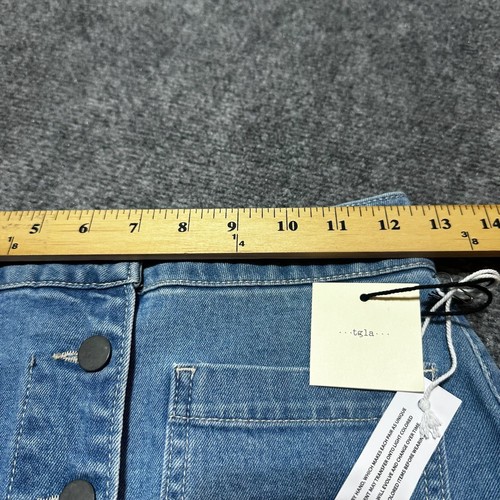 NEW Francescas Skirt Womens Extra Small Blue Denim Cotton Blend Button Front - Picture 4 of 11