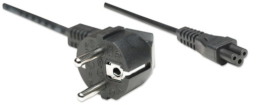 Manhattan Mains Power Cord/Cable Euro 2-Pin Cee 7/4 Schuko Plug To C5 Female Clo