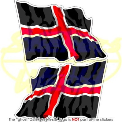 DURHAM CITY Waving Flag, Durham County England 75mm (3'') Stickers, Decals x2