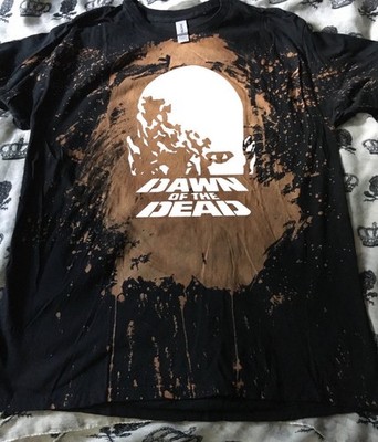 Dawn of the Dead black bleached gildan shirt, goth, horror, handmade, fandom