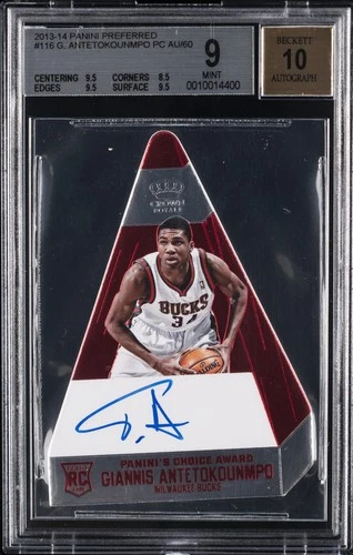 2013 PANINI PREFERRED CHOICE RED SIG GIANNIS ANTETOKOUNMPO RC /60 BGS 9 AUTO 10