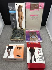 6 Pr VTG Pantyhose Tights 80s 90s Y2K L'eggs Parklane Silkies Simply Basic Sz CD
