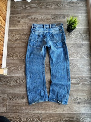 Diesel Bonsky Washed Blue Distressed Oversized Jeans Pants Mens Size 30 30